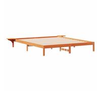 HETFTJN Struttura letto con comodini integrati, 200 x 210 cm, in legno di pino massiccio, marrone cera, moderno letto con rete a doghe, robusto e salvaspazio, per camera da letto e camera degli ospiti