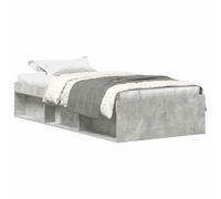 HETFTJN Struttura letto grigio cemento, 75 x 190 cm, moderna, letto singolo con vano portaoggetti in legno e legno di pino massiccio, doghe in compensato per camera dei ragazzi, camera degli ospiti