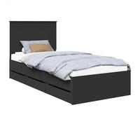 HETFTJN Struttura Letto Singolo Nero con Cassetti Legno Ingegnerizzato | Telaio salvaspazio per camera da letto moderna dotato di sei vani integrati e testiera robusta e facile da pulire.