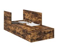 HETFTJN Struttura per letto 90 x 190 cm, in rovere affumicato, design moderno con vano cerniere, telaio in legno massiccio, letto singolo per appartamenti in città, camera degli ospiti e camera dei