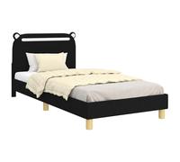 HETFTJN Struttura per letto singolo, colore nero, 90 x 200 cm, con testiera, design moderno e basso, con robusto materiale in legno, letto per gli ospiti, camera dei ragazzi e adulti