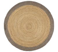 HETFTJN Tappeto in iuta intrecciato a mano, colore naturale, 240 cm, con bordo grigio, robusto e durevole, stile vintage country, per soggiorno, camera da letto, corridoio