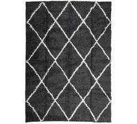 HETFTJN Tappeto Shaggy PAMPLONA a Pelo Lungo Nero e Crema 200x280 cm