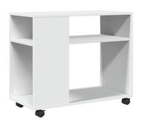 HETFTJN Tavolino con Ruote Bianco 70x35x60 cm Carrello da Salotto | Mobiletto multiuso a 2 ripiani aperti per soggiorno e studio, ideale come carrello portaoggetti o comodino flessibile.