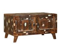 HETFTJN Tavolino da Caffè in Legno di Recupero Multicolore Distressed con 2 Scomparti, 80x54x45 cm, per Soggiorno Divano Salotto, Design Rustico Funzionale