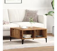 HETFTJN Tavolino da Caffè in Legno Quadrato Rustico 60x60x30 cm con Scaffale Mobile Basso per Salotto Soggiorno