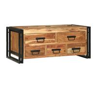 HETFTJN Tavolino da Caffè Industriale in Legno di Acacia Naturale con 5 Cassetti, Tavolino da Salotto Moderno per Soggiorno, Design Funzionale, Dimensioni 120x60x38 cm, Colore Marrone Rettangolare