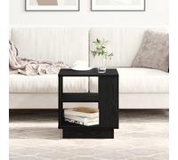HETFTJN Tavolino da Caffè Nero Quadrato in Legno Ingegnerizzato 40x40x43 cm Design Minimalista con Due Ripiani per Soggiorno Studio e Divano