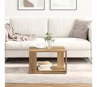 HETFTJN Tavolino da Caffè Piccolo in Legno Massello di Rovere Quadrato 51,5x51,5x30 cm Design Minimalista Artigianale con Finitura Opaca per Soggiorno Interno