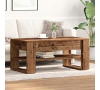 HETFTJN Tavolino da Caffè Rustico in Legno Ingegnerizzato con Finitura Invecchiata, Tavolino Basso per Soggiorno, Dimensioni 102x55x45 cm, Colore Marrone Rettangolare per Arredamento Casa