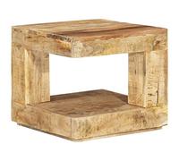 HETFTJN Tavolino da salotto, 45 x 45 x 40 cm, in legno massiccio di mango, rustico, in stile rustico per soggiorno, tavolino da caffè stabile con ripiano e vano portaoggetti, pezzo unico