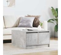 HETFTJN Tavolino da Salotto con 4 Cassetti Grigio Cemento, Mobile Basso 70.5x70x40 cm in Legno Tecnico, Piano Resistente per Soggiorno e Divano