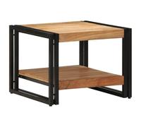 HETFTJN Tavolino da Salotto in Legno Massello di Acacia con Telaio Ferro 50x50x38 cm Piccolo Tavolino Bassetto Robusto Stabile Multifunzionale per Soggiorno Camera da Letto Esterno