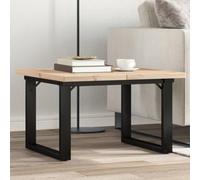 HETFTJN Tavolino da Salotto in Legno Pino con Telaio Acciaio O 60x60x40,5cm Tavolino Soggiorno Moderno per Interni Tavolo Piccolo Cucina
