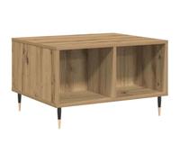 HETFTJN Tavolino da Salotto Rovere Artigianale 60x50x36,5 cm con Scomparti | Mobiletto basso da caffe in legno ingegnerizzato con gambe in metallo, adatto per il soggiorno o salotto.