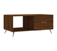 HETFTJN Tavolino da Salotto Rovere Marrone 90x50x40 cm Legno e Ferro | Mobiletto basso da divano con anta contenitore e gambe metalliche per ottimizzare lo spazio in soggiorno.