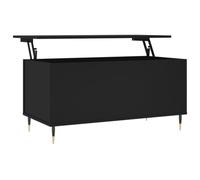 HETFTJN Tavolino da Salotto Sollevabile Nero 90x44,5x45 cm | Piano elevabile per lavorare dal divano, vano interno nascosto e solide gambe in metallo per un soggiorno moderno.