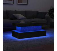 HETFTJN Tavolino da Soggiorno con Luci LED Rovere Nero 90x50x40 cm Moderno per Salotto Divano Laterale