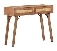 HETFTJN Tavolo consolle 100 x 35 x 76 cm, in legno di mango con 2 cassetti, rustico, design moderno, per soggiorno, corridoio, camera da letto