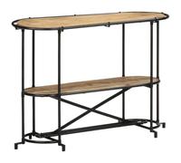 HETFTJN Tavolo consolle 110 x 42 x 76 cm, tavolo da corridoio in legno di mango massiccio e ferro, tavolino rustico con 2 ripiani, per corridoio, soggiorno e ingresso, design industriale