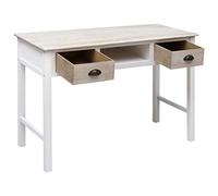 HETFTJN Tavolo Consolle 110x45x76 cm in Legno Scrivania con 2 Cassetti | Ideale per ingresso e soggiorno, offre vano aperto e finitura naturale bicolore per organizzare al meglio lo spazio.