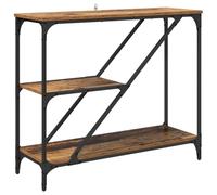 HETFTJN Tavolo Consolle Legno Vecchio Ingresso 88,5x30x75 cm | Mobile stretto salvaspazio a 3 ripiani per corridoio e soggiorno, struttura robusta in metallo e portata fino a 60 kg.