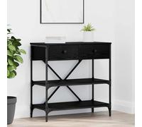 HETFTJN Tavolo consolle nero in legno duro con cassetti e ripiano, 110 x 35 x 75 cm, design moderno, robusto e miracolo per corridoio, soggiorno, camera da letto