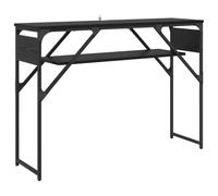 HETFTJN Tavolo consolle nero rovere 105 x 30 x 75 cm, scrivania industriale per computer con 2 ripiani e telaio in acciaio, scrivania moderna per casa, ufficio, loft soggiorno, corridoio