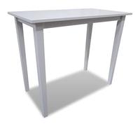 HETFTJN Tavolo da bar bianco, 110 x 60 x 90 cm, con impiallacciatura in vero legno e gambe dell'albero in gomma, design salvaspazio per cucina, sala da pranzo, corridoio, balcone
