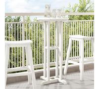 HETFTJN Tavolo da Bar per Esterno Bianco Rotondo in Legno Naturale 55x55x107.5 cm Design Elegante con Gambe Quadrate per Giardino Balcone e Spazi Aperti