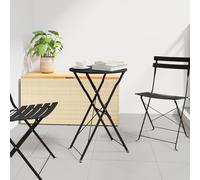 HETFTJN Tavolo da Bistrot Esterno Pieghevole Antracite Ø50 cm Altezza 71 cm in Acciaio Verniciato Tavolino Circolare Compatto per Balcone Piccolo Patio