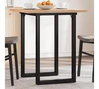 HETFTJN Tavolo da Cucina e Pranzo Piccolo Salvaspazio con Telaio a O in Acciaio, Piano in Legno Pino Massello 70x70x75,5 cm per Interni Cucina, Balcone, Soggiorno