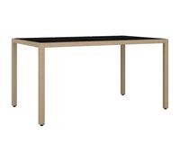 HETFTJN Tavolo da giardino 150 x 90 x 75 cm, in polyrattan e vetro temperato, design moderno, robusto e resistente alle intemperie, per terrazze e balconi e giardini