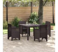 HETFTJN Tavolo da Giardino con 4 Sedie Set da Pranzo da Esterno 5 Pezzi in Poli Rattan Marrone Rettangolare per Balcone Arredo Esterno