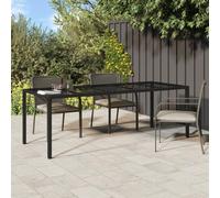 HETFTJN Tavolo da Giardino Esterno Rettangolare Nero 250x100x75 cm in Polyrattan con Piano Vetro Temprato, Tavolo da Pranzo per 10 Persone per Giardino e Patio