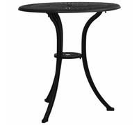 HETFTJN Tavolo da Giardino in Alluminio Pressofuso Nero 62x65 cm | Tavolino da esterno a tre gambe con foro per ombrellone, ideale per momenti di relax in terrazzo, patio o balcone.