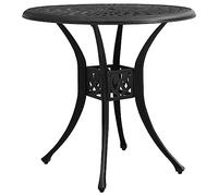 HETFTJN Tavolo da giardino nero 78 x 78 x 72 cm in alluminio pressofuso resistente alle intemperie con foro per ombrellone, robusto e design moderno per giardino, balcone e soggiorno esterno