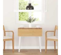 HETFTJN Tavolo da Pranzo Bianco in Legno Massello di Hevea Pieghevole Salvaspazio Dimensioni 90x90/45x75 cm per Cucina Balcone e Lavoro Moderno