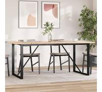 HETFTJN Tavolo da Pranzo con Telaio a O in Legno Pino Massello e Acciaio, Dimensioni 180x90x75,5 cm, Tavolo Cucina Robusto per Sala da Pranzo e Cucina
