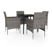 HETFTJN Tavolo da pranzo da giardino, 80 x 80 cm, 4 sedie con imbottitura da 4 cm, robusto rattan PE e acciaio verniciato a polvere, design moderno per balconi, terrazze e piccoli spazi esterni