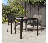 HETFTJN Tavolo da Pranzo da Giardino in Polyrattan Marrone Quadrato 90x90x75 cm con Piano Vetro Temprato per Esterno Balcone o Patio Robusto e Facile da Pulire