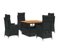 HETFTJN Tavolo da pranzo da giardino in polyrattan nero, regolabile in altezza, 110 cm, con cuscino per seduta e schienale, resistente alle intemperie, per piccoli balconi, terrazze, lounge