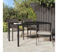HETFTJN Tavolo da Pranzo da Giardino Nero Polyrattan Vetro Temperato 150x90x75 cm per Balcone Patio Esterno Struttura Robusta Facile da Pulire Leggero