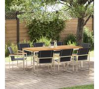 HETFTJN Tavolo da Pranzo Esterno in Legno Massello di Acacia con 8 Sedie, Set Giardino 9 Pezzi 200x90x74.5 cm Marrone Rettangolare per Balcone Terrazzo