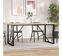 HETFTJN Tavolo da Pranzo in Legno Massello di Pino con Telaio in Acciaio a O 180x90x75 cm per Cucina e Sala da Pranzo Moderna
