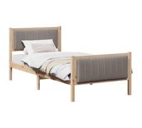 HETFTJN Telaio letto 90 x 190 cm in pino massello marrone e tortora, design moderno della piattaforma senza molla di boxe, robusto e durevole per camera da letto e camera degli ospiti