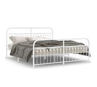 HETFTJN Telaio letto in metallo bianco 183 x 203 cm, design moderno con testiera e poggiapiedi, spazio sotto il letto, struttura robusta in acciaio, adatto per camera da letto e camera degli ospiti