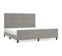 HETFTJN Telaio letto in velluto 180 x 200 cm, grigio chiaro con testiera regolabile in altezza, telaio in legno massello di larice e fascino di lusso Daybed per dormire e lounge, design moderno per