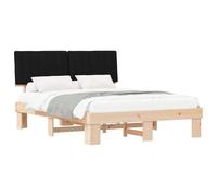 HETFTJN Telaio letto nero 150 x 200 cm con testiera imbottita in pino massiccio, design moderno, robusto e durevole, per camera da letto, camera degli ospiti e camera dei ragazzi