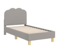 HETFTJN Telaio per lettino, 70 x 140 cm, grigio chiaro, in legno con rete a doghe e testiera, design moderno, robusto e durevole, per cameretta dei bambini